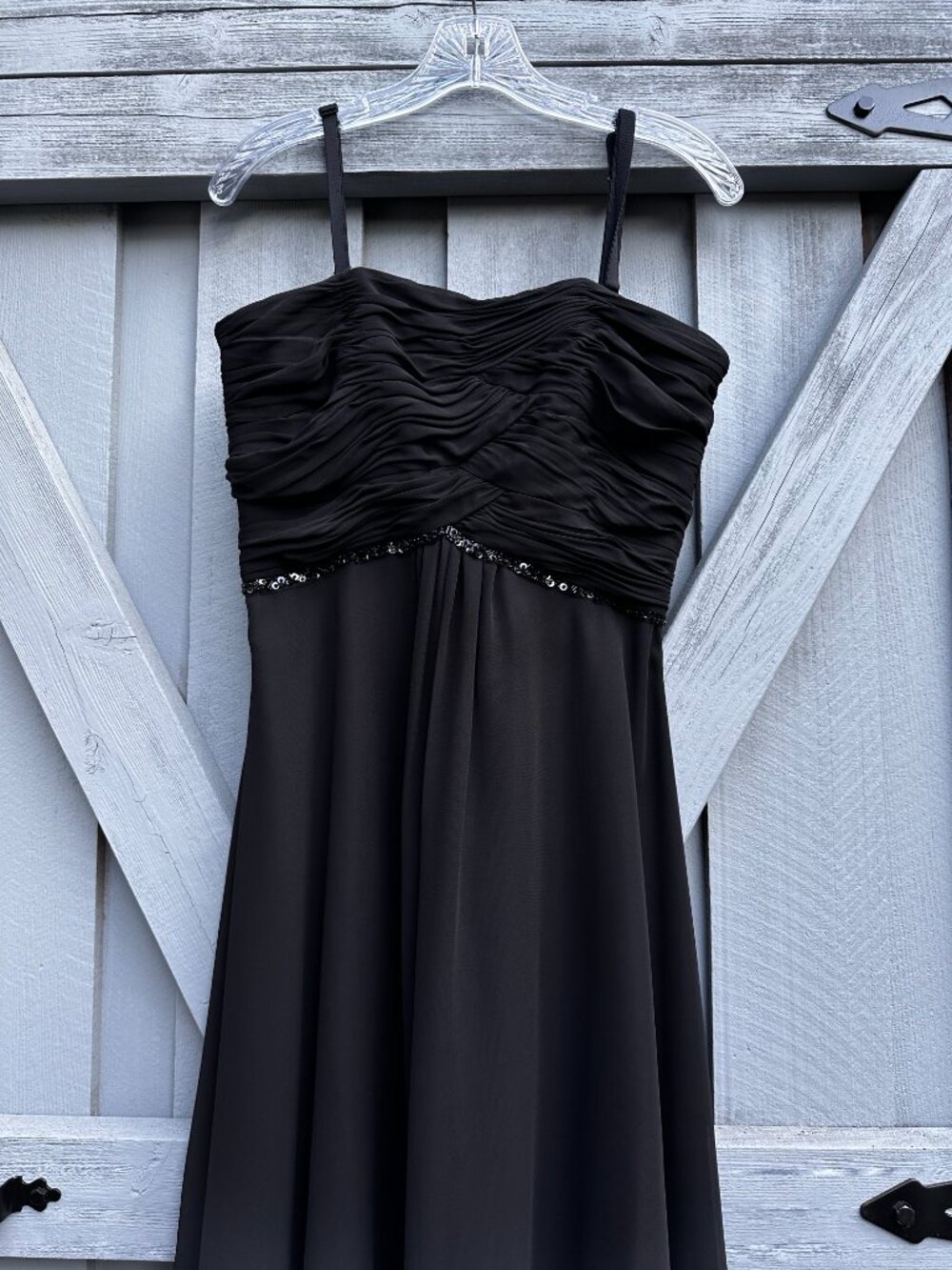 White House Black Market Black Chiffon Cocktail Dress Size 8